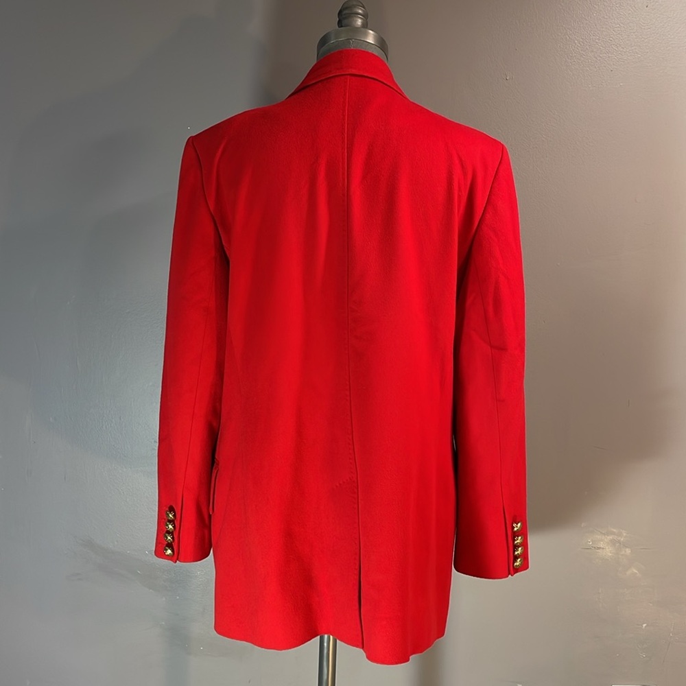 100% wool Jaeger double breasted blazer size 12 astounding quality gorgeous red! - Picture 5 of 17